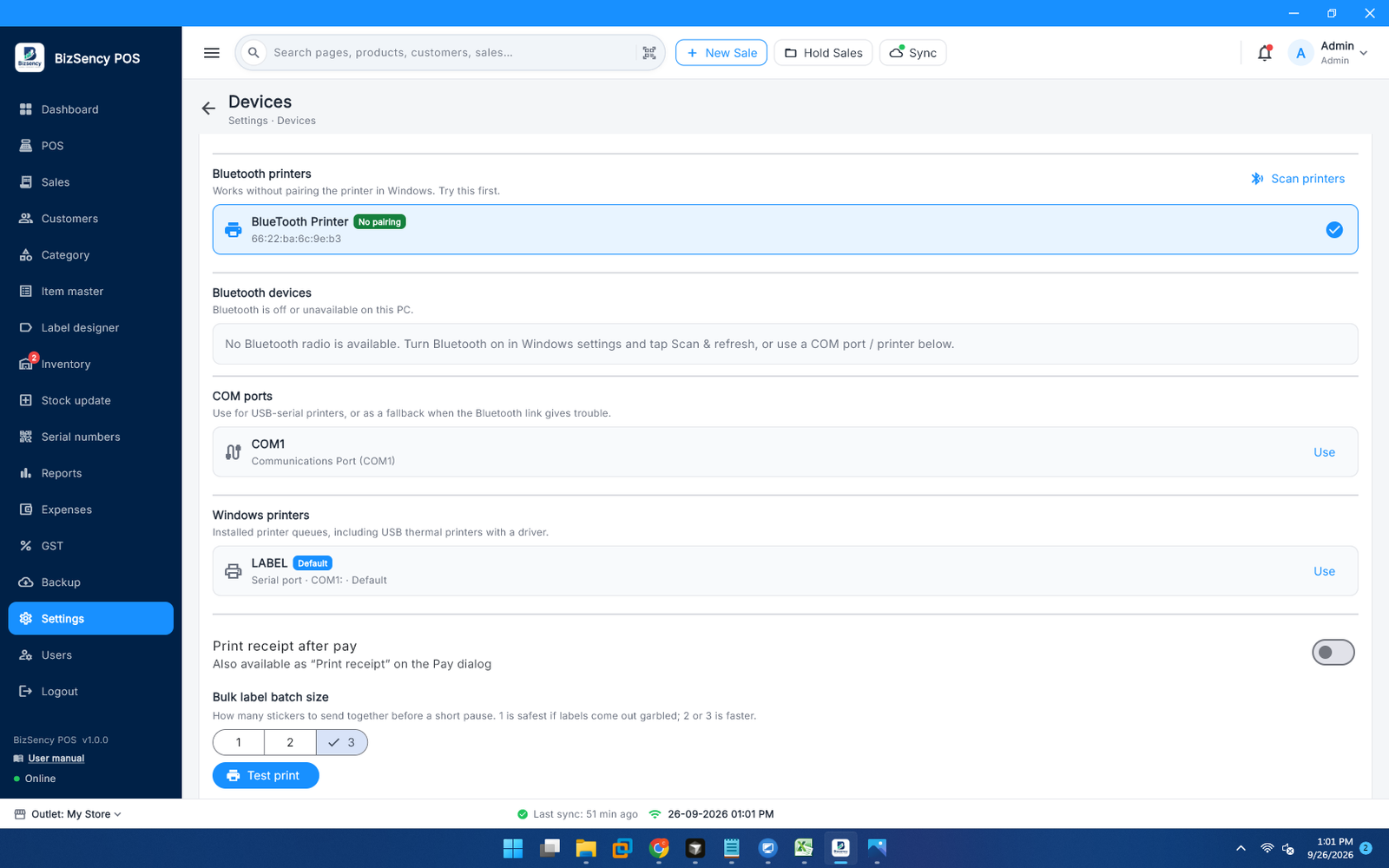 Devices settings