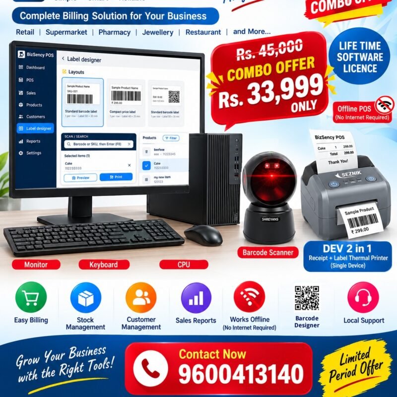 Bizsency POS - Offline Billing Software for Windows | Barcode, Inventory & GST Billing